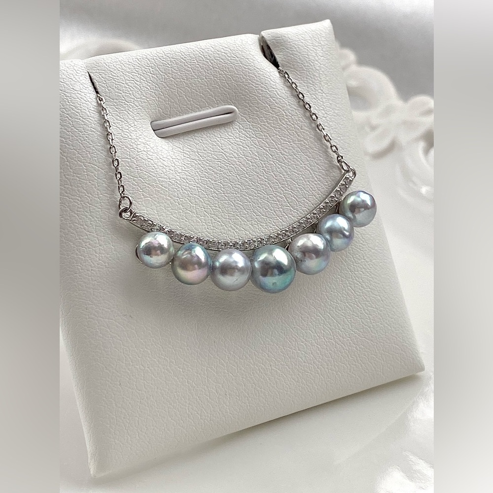N253-High Quality s925 Akoya Sea Pearl Smile Necklace - Picture 3 of 7
